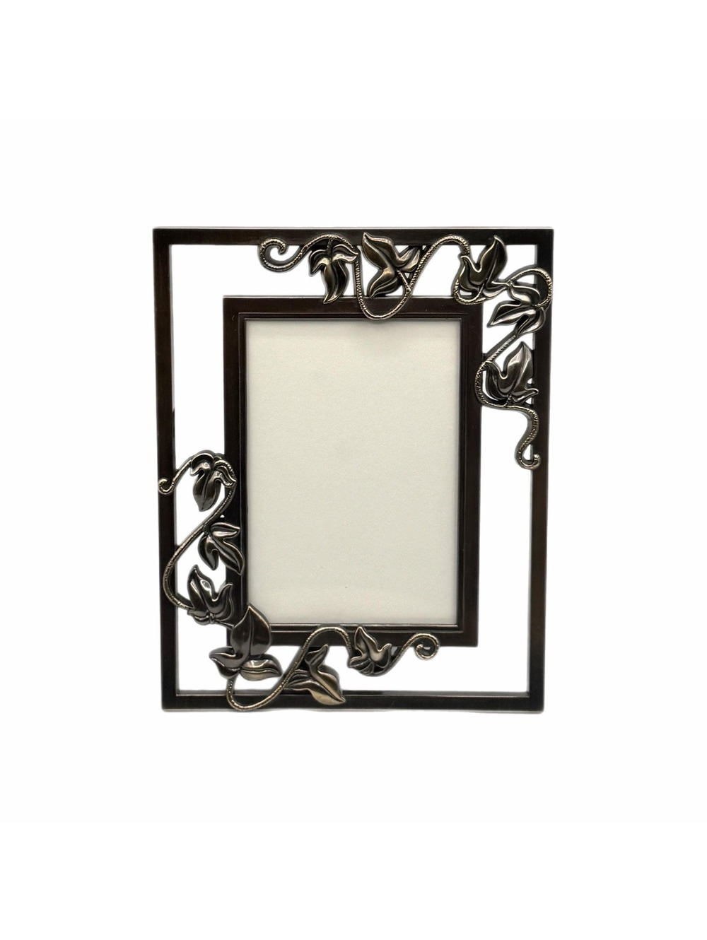 Vintage Weston Gallery Pewter-Finish Picture Frame Brass Sonoma Art Nouveau Ivy